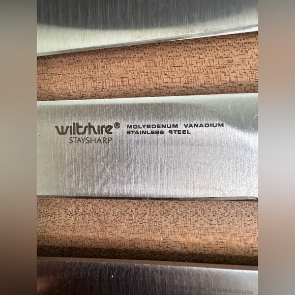 Vintage 1970’s Wiltshire Stay Sharp 3 Piece Knife Set Wood Brass Retro Kitchen - Picture 4 of 15